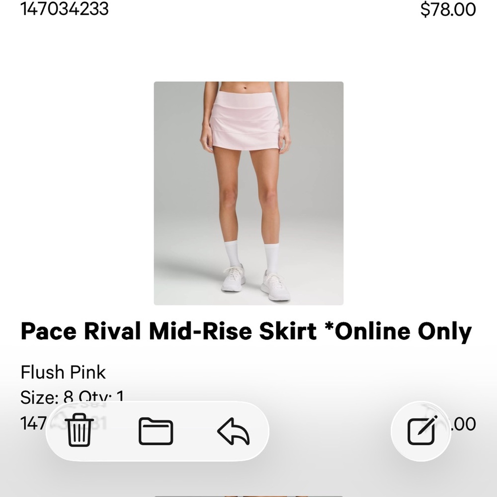 Lululemon Pace rival mid rise skirt. Size 8 regular. Color flush pink